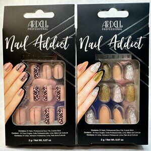 Ardell Nail Addict Premium Press-On Nails - Leopard‎ & Gold Marble Designs